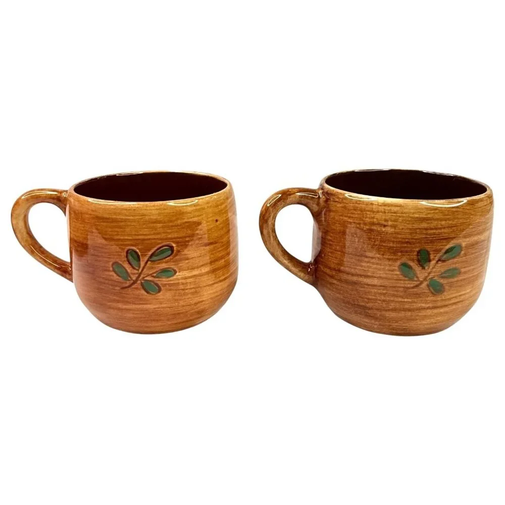 2 Pennsbury Pottery Red Rooster Cup And Saucer‎ Sets Chicken Folk Art Farmhouse